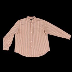 IZOD Shirt Mens XL Vintage Orange Stripe Long Sleeve Button Up Cotton Pocket